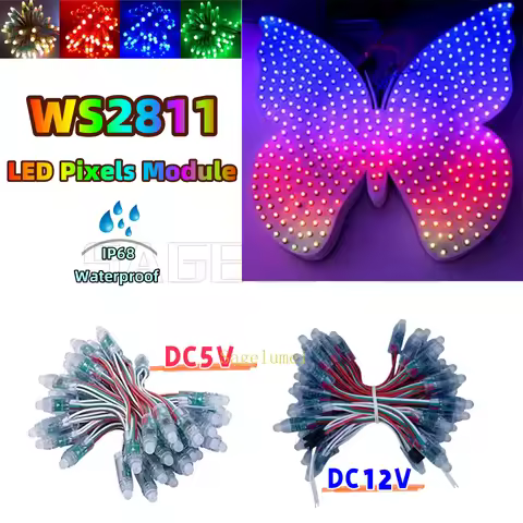 RGB Full Color IP68 Waterproof F12mm 50pcs WS2811 2811 IC Pixel Digital Addressable DC5V 12V Dream C