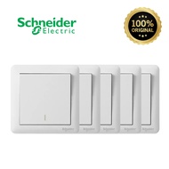 [BUNDLE] 5 PIECES Schneider Electric Affle Plus - 10AX 250V 1 Gang 1 Way and 2 Way Switch, Safety Switch, White