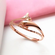 Kamashana 585 Russian Purple Gold Plated 18K Rose Gold Dolphin Ring Ladies Fashionable Classy Color 