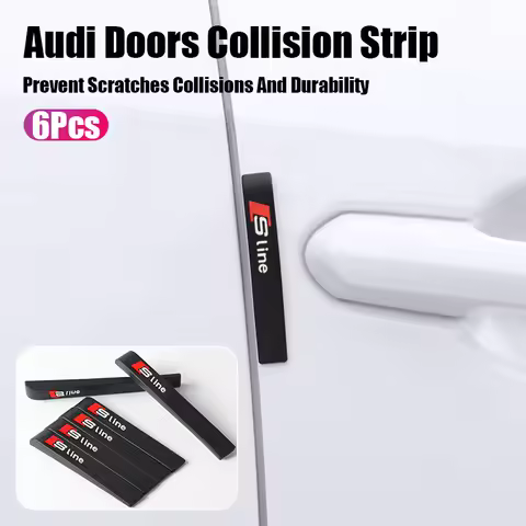 6Pcs Car Door Anti Collision Protective Strip Rubber Strip For Audi S-Line A3 A4 A6 Q3 Q5 A5 Q7 A1 A
