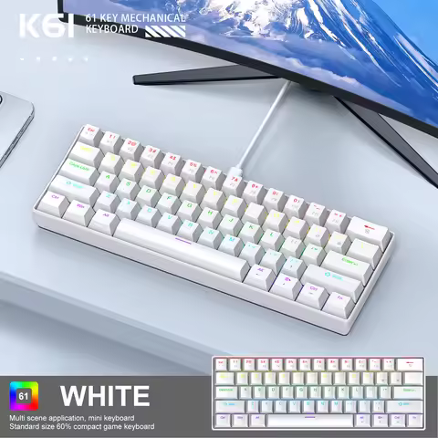 60% Portable Wired Mini Mechanical Keyboard, APAYADO K61 Mini Keyboard Wired,61 Keys Phantom RGB,Bla