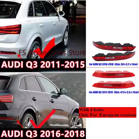 For Audi Q3 2011-2015 Q3 2016-2018 Car Rear Bumper Brake Light Tail Warming Turn Signal Reflector La