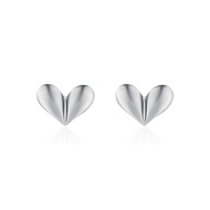 SK Jewellery 14K White Gold Full Heart Earrings
