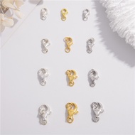 S925 Sterling Silver Gold Plated Lobster Clasp DIY Jewelry Spring Ring Clasps Double Loop Connector 