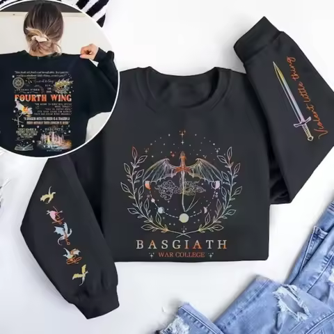 Fourth Wing Sweatshirt Basgiath War College Streetwear Dragon Rider Violet Sorrengail Unisex Tops Ri