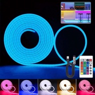 1pc 7-Color LED Neon Strip, 39.37-393.7 Inches, With 24-Key Remote Control/APP Control, Music Synchr