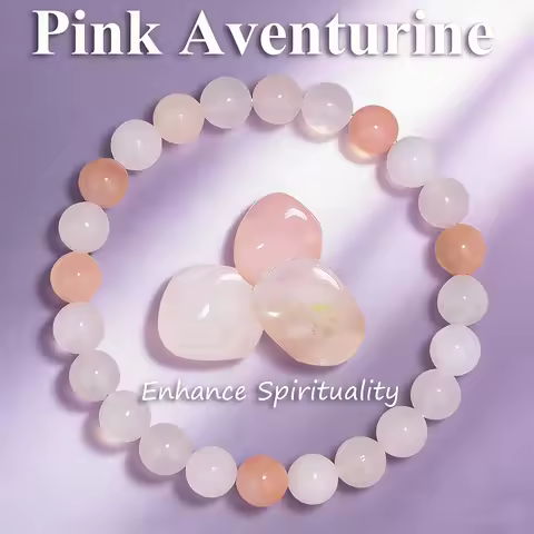 Pink Aventurine Beaded Bracelet 6 8 10mm Natural Stone Reiki Healing Charm Bracelet Vitality Love Go