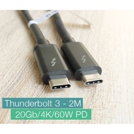 Thunderbolt 3 to Thunderbolt 3 cable 2m long 20GB 60W PD charging, Display For Macbook iMac, Mac stu
