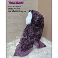 Hijab Segi Empat Voa Motif Scene Warna Ungu Tua Jilbab Kerudung Terbaru