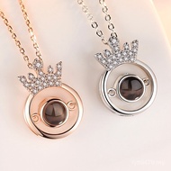 I Love You 100 Light Style Language Clavicle Silver s925 Love Same Necklace Luxury Memory Crown Proj