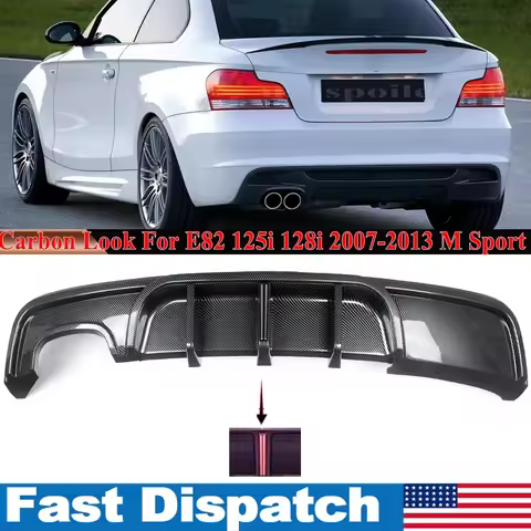 Rear Diffuser Bumper for BMW 1Series E82 Coupe 135i M Sport Carbon Look F1 Style E82 Rear Lip with L