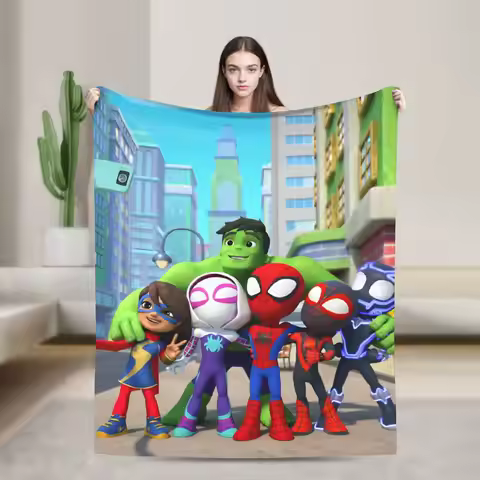 Spidey And His Amazing Friends Plush Blanket Kids Flannel Bedding Throws For Couch Chair Warm Soft D