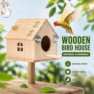 Bird Nest Box Wooden Breeding House Sangkar Burung Parrot Lovebird Budgie Anti Bite Clean