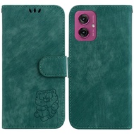 Ready to ship Little Tiger Embossed Leather Phone Case For Motorola Moto G55/Motorola Edge 50 Neo 5G