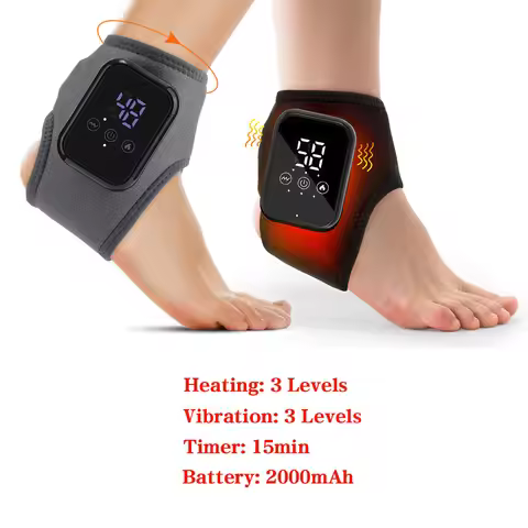 Electric Foot Heat Massager Ankle Heating Massage Hot Compress Vibration Massager 3 Levels Foot and 