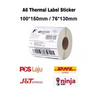 Thermal Paper Shopee A6 Waybill Shipping Label Consignment Note Sticker 76*130mm 100*150mm