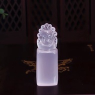 莫桑比克粉晶九尾狐擺件 冰透粉色水晶手工雕刻動物雕像 靈動可愛