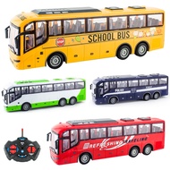F&F [Ready Stock] 4/5 channel remote control school/tour bus with light electric summation children'