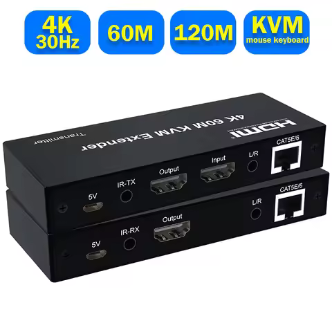 4K 120M HDMI KVM Extender 60M over RJ45 Ethernet Cat6e/6 cable HDMI USB Extender Transmitter Receive