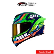 Real Helmets หมวกกันน็อคเต็มใบ Thunder Skwad เขียว-ส้ม L