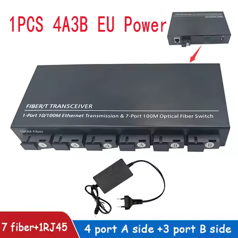 Fast Ethernet switch Converter 20KM Ethernet Fiber Optical Media Converter Single Mode 1 RJ45 7 SC f