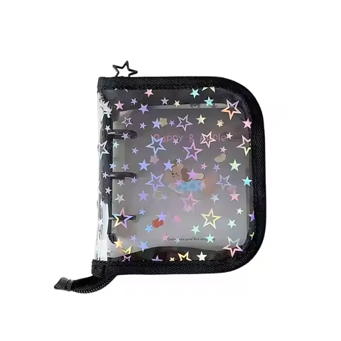 1pc INS PVC A8 Card Binder Star Glitter Print Loose-leaf 3 Inch Photo Album Card Storage Book Photo