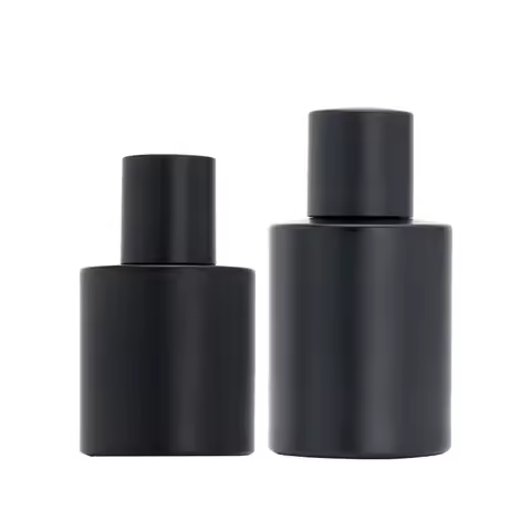 8pcs Matte Black Perfume Refillable Bottle Crimp Pump Atomizer Mist Spray Luruxy Round Empty Fragran
