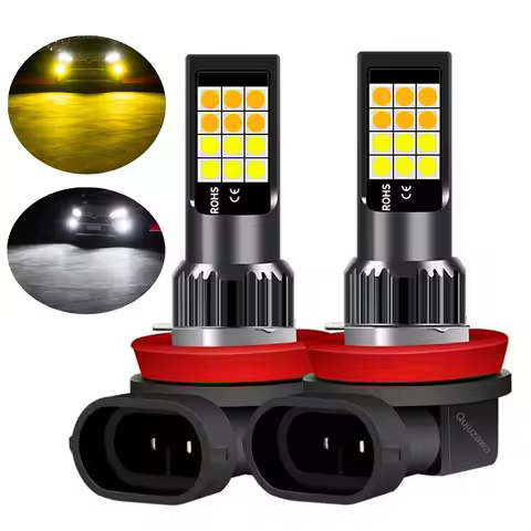 2Pcs Dual Colors H11 H8 9006 HB4 881 H27 High Quality 3030 LED Auto Fog Lamp Car Anti Fog Light Bulb