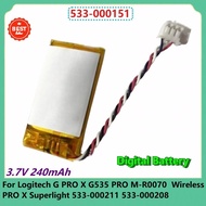 533-000151 Mouse Battery 3.7V 240mAh For Logitech G PRO X G535 PRO M-R0070  Wireless PRO X Superligh
