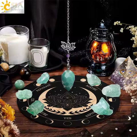 Reiki Crystal Pendulum for Dowsing Divination Witchcraft Lotus Charm Natural Stone Amethysts Pendant