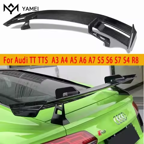 For Audi TT TTS A3 A4 A5 A6 A7 S5 S6 S7 S4 R8 Carbon Fiber Tail fins Rear Trunk Spoiler Guide Wing C