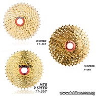 Gold 8 | 9 | 10 Speed 11T - 36T MTB Bicycle HG Cassette