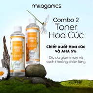 Combo 2 Toner hoa cúc 250ml dạng nước cân bằng cấp ẩm giảm viêm mụn cho da Milaganics Nước hoa hồng 