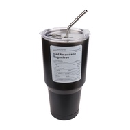 (Gratis Sedotan)900ml Mug dengan Tutup Jerami Cangkir Air Anti Bocor Baja Tahan Karat 900Ml Mug Trav