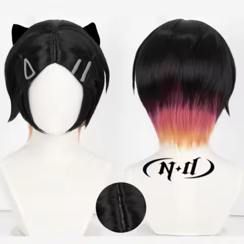 ND Clove Cosplay Wig Game VALORANT Cosplay Short Black Hair for Comic Con Coser Theme Party Heat Res