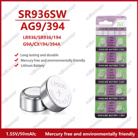 5PCS-10PCS 1.55V AG9 LR936 394 SR936SW CX194 LR45 Button Batteries G9A 194 394A SR936 L936F Cell Coi