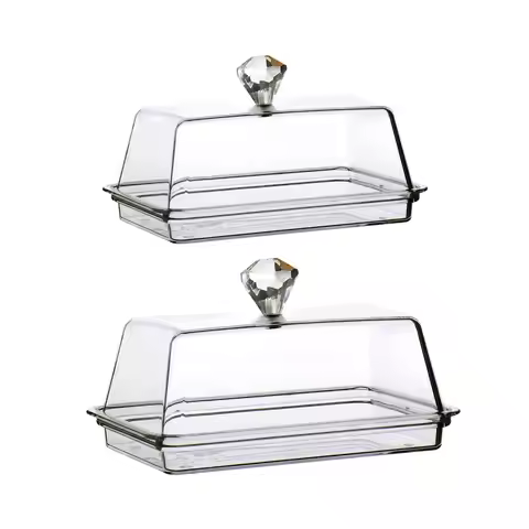 Clear Butter Dish with Cover Container Kitchen Accessories Dinnerware Butter Holder Cheese Server St