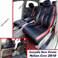Semi Leather PVC Car Seat Cover - Honda Civic FD 2010 (Black Base &amp; Red Lining) - Sarung Kusyen Kulit Kereta Hitam Merah