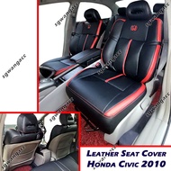Semi Leather PVC Car Seat Cover - Honda Civic FD 2010 (Black Base & Red Lining) - Sarung Kusyen Kuli