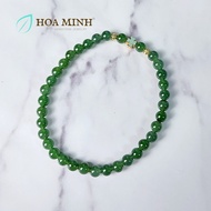 Vòng tay Ngọc Bích Nerphrite tự nhiên size mini 5 li phối bi cắt giác và cỏ 4 lá nhỏ xinh không kén 