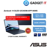 ASUS ZENBOOK 14 OLED UX3405M-APP145WS / APP146WS /APP146WSM  LAPTOP (CU7-155H,32GB,1TB SSD,14" 3K 12