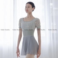 Kabe Women Beige Ballerina Leotard Cloth Embroidery Adult Swimsuit Ballet Dance Sportswear Gymnastics Bodysuit Unitard