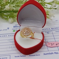 Cincin Wanita Dewasa Lapis Emas Muda 4.0 Gram Model Bulat Full Permata Free Box cincin Cantik Lapi