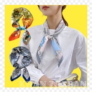 Square silk scarf with many patterns and flowers, size 68x68cm -