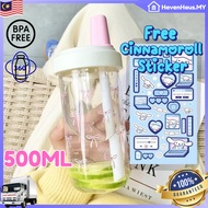 【FREE Cinnamon Dog Sticker】 500ML Cute Ribbon Boba Tea Tumbler Straw |Botol Air Comel Boba, Teh & Mi