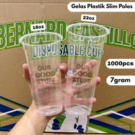 (1 BOX) Plastic Cup CastiloBERNARD 18oz 22oz Slim Flat 1000pcs 7gram Flat Cup/ 18oz 22oz SlimBENING 
