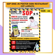 Dine in SOP Poster sign Restaurant & Quantity of staff fully vaccinated / Notis SOP terbaru dine-in.