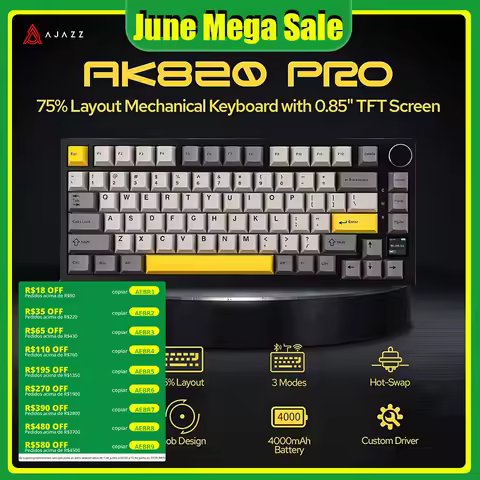 Ajazz AK820 Pro Gaming Mechanical Keyboard 75% Bluetooth/ Wireless Customized Gamer Keyboard with TF