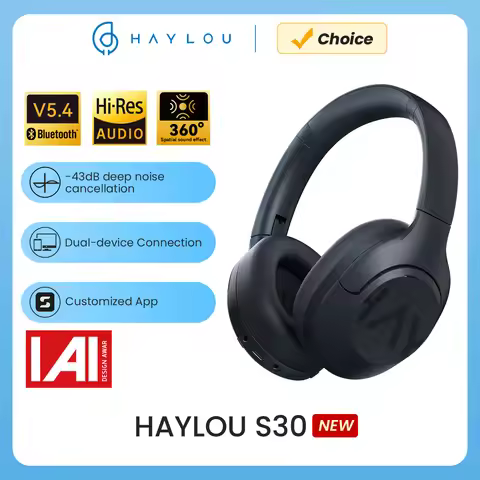 HAYLOU S30 Wireless Bluetooth 5.4 Headphones 43dB Adaptive Noise Cancelling Headsets 40mm Driver 80H