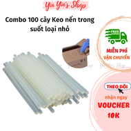 Combo 100 Cây Keo Nến Silicon Trong Suốt Loại Nhỏ Cao Cấp Dùng Cho Súng Bắn Keo Đường Kính 7Mm Dài 2
